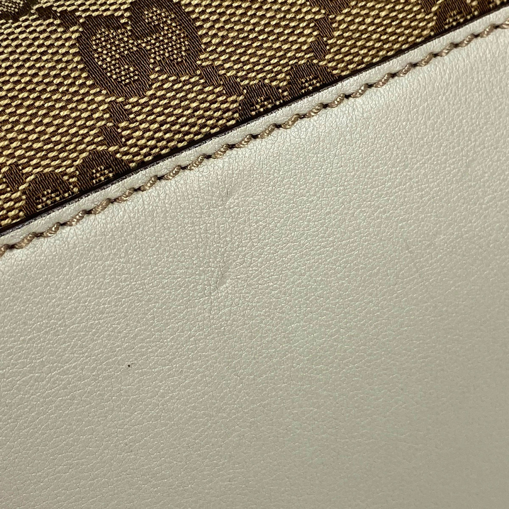 Gucci canvas logo Bag Tote Brit GG white beige